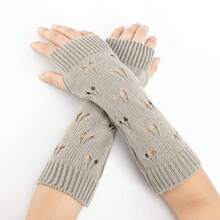 Mrotrida Women's Punk Fingerless Glove Cosplay Ripped Gloves For Halloween Costume Party 1Pair,HeartGrey-2 - HeartGrey-2 - View 3