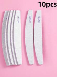 100/180 Grit Nail File, Double-Sided Nail Emery Board, Manicure Supplies, Suitable For Natural Nails, Professional Reusable, Nail & Foot Care, Curved - Grey - View 12