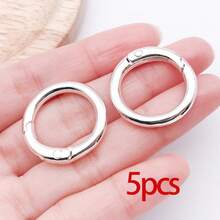 5pcs Spring O Rings Alloy Round Clips Circle Trigger Spring O Ring Snap Buckle Clasp Rings Keyring Hook Snap Clip For Keychains Bags Purses Handbags DIY Crafts, 7 Colors