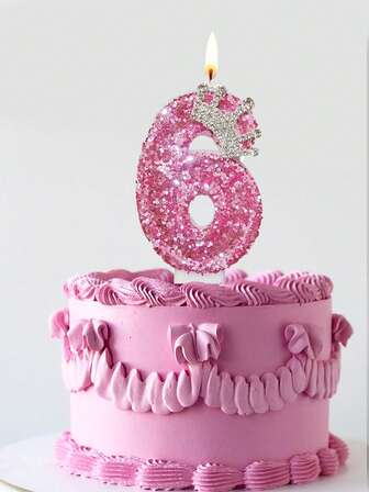 Pale Pink Crystal Crown Numbered 0-9 Birthday Princess Theme Party Cake Decorative Candles