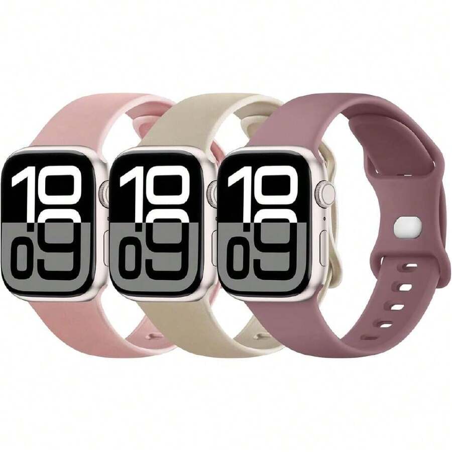 3 Piezas silicona líquida Correas compatible con Apple Watch Band 38mm 40mm 44mm 41mm 42mm 45mm 46mm 49mm, correas de repuesto suaves compatibles con  SE Series 10 9 8 7 6 5 4 3 2 1 Ultra 2 Ultra,37492384 - Multicolor - Ver 1