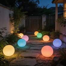 1 pièce Boule lumineuse LED à 16 couleurs changeantes, rechargeable par USB, avec télécommande, variateur, pour décoration d'extérieur, jardin, pelouse, piscine, camping, chambre à coucher - Flotteur lumineux rond pour l'eau - Voir 9