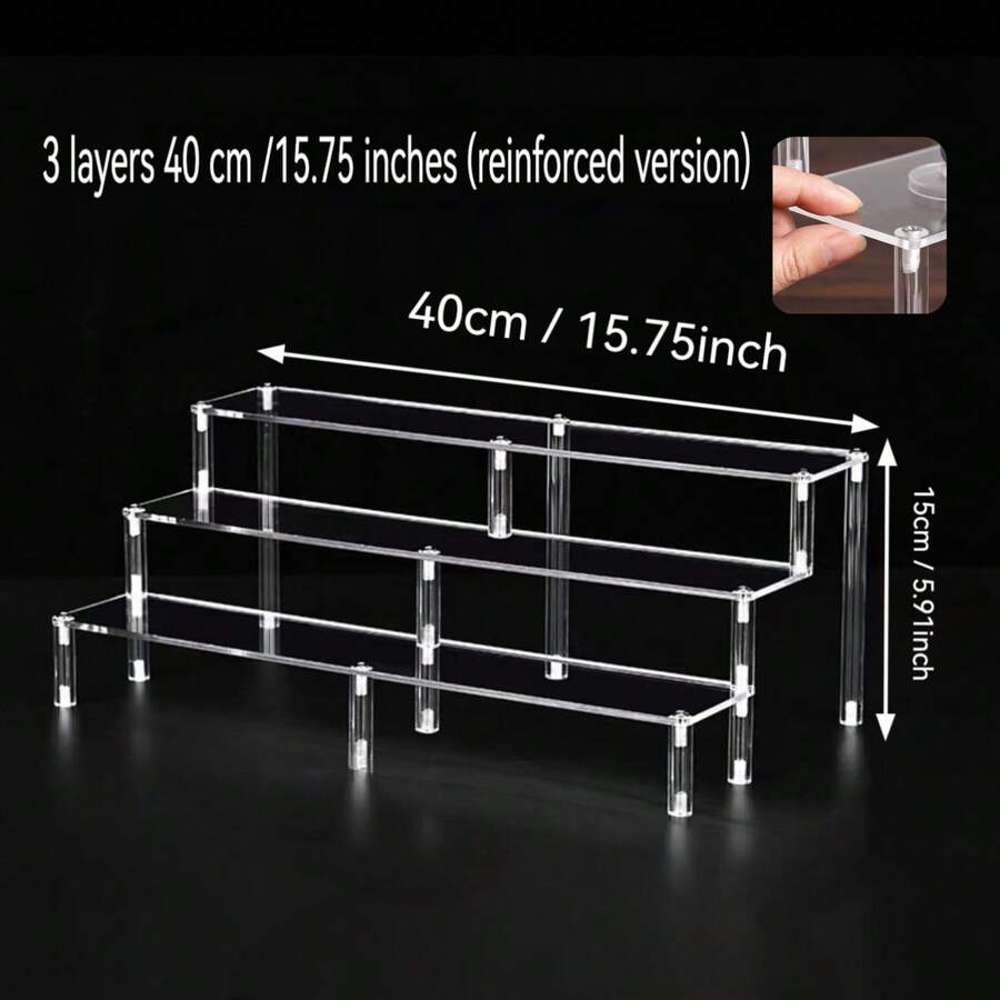 1 قطعة رف عرض طاولة الحلوى من الأكريليك، رف كعكة وكوب، رف وجبات خفيفة، طاولة حلوى لحفلة عيد الميلاد أو الزفاف، رف عرض على المكتب. رفوف متعددة الطبقات لعرض العطور ومستحضرات العناية بالبشرة والمستحضرات التجميلية في غرفة المعيشة والحمام والنوم وديكور المنزل. - متعدد الألوان - مشاهدة 1