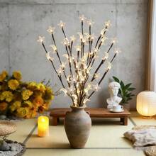 1pc LED Star Moon White Birch Branch Light, 20 LED Battery Powered Brown Branch Vase Decor Lamp, Modern Home Ramadan Decor Nightlight, Suitable For Ramadan, Wedding, Birthday, Christmas Party - Great For Cabinet, Tabletop, Cafe Display, Vase Decor (Batteries Not Included) - Warm Light - View 5