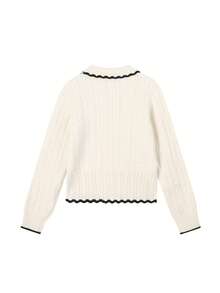 新款彼得潘领针织毛衣，女士款，青春时尚 - 杏色 - 查看 4