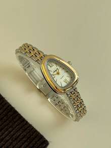 1pc Women's Oval Quartz Watch, Elegant & Fashionable, Suitable For Daily Wear, Also Great As Birthday/Graduation Gift Or Casual Gathering - 金色 - 查看 4