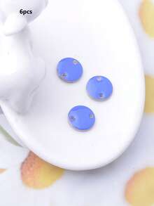 6pcs Copper Double Hole Round Bead Connector Enamel Earrings & Pendant