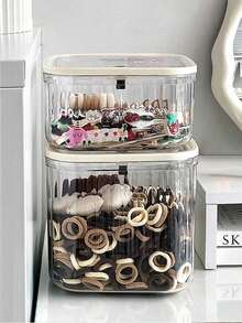 1 hộp đựng phụ kiện tóc trong suốt, hộp đựng mỹ phẩm, hộp đựng trang sức, hộp đựng băng đô, kẹp tóc có nắp đậy, hộp đựng trang sức để bàn dung tích lớn dành cho nữ, dây buộc tóc, kẹp tóc. - Nhiều màu - Xem 1