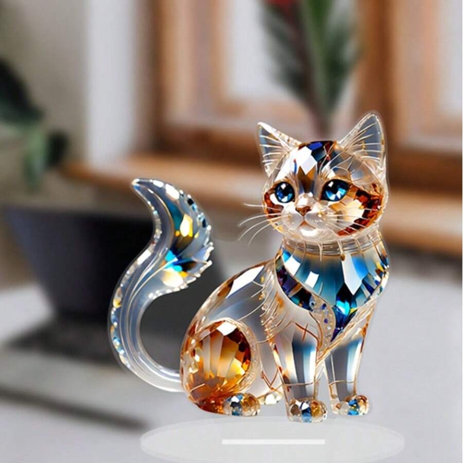 Tượng mèo acrylic 2D, vật trang trí bàn làm việc, món quà tuyệt vời nhất cho Ngày Valentine, Năm mới, Lễ Phục sinh, Xuân/Hè, thích hợp cho văn phòng, bàn làm việc, nhà cửa, phòng ngủ, trưng bày cửa hàng. - Nhiều màu - Xem 1