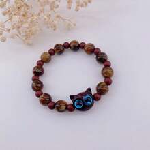 Pulsera colorida de resina con personalidad animada, estilo lindo, joyería de gato adorable, dopamina, para hombres y mujeres - Negro - Ver 9