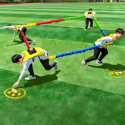 1pc Multi-Directional Tug Of War Rope, Colorful Latex Resistance Band, Suitable For Outdoor Youth Team Building, Corporate Events, Party Games, And Character Development Activities. Also Applicable For Easter, New Year Celebrations, Independence Day, And Sports Competitions.