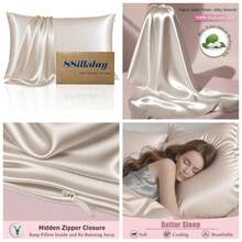 Mulberry Silk Pillowcase With Zipper Closure Standard Size 20x26 Inches 1 Pack Natural Beige Cooling Smooth Soft Breathable Pillow Cover For Hair And Skin Care Ideal For Hot Sleepers Women Men - 1 - 查看 1