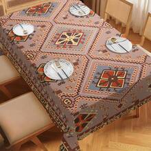 1 Peça Toalha de Mesa Padrão Boêmio Ramadã Eid Al-Fitr Vermelho e Preto Geométrico Marroquino Fazenda Festival Festa Decoração Doméstica Restaurante - Vermelho - Visão 6