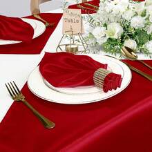 12/16/24片装红色缎面餐巾，18.9*18.9英寸，装饰餐巾，方形餐巾，丝滑优雅的婚礼餐巾，适用于餐厅、宴会、毕业典礼、情人节、生日派对、婚礼、新婚宴及其他餐桌装饰（多种颜色可选）