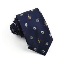 ZLQ&GOU 1条高密度涤纶提花卡通图案男士领带，雪花向日葵仙人掌图案，藏蓝色，7.5厘米，适合商务和休闲场合穿着。 - 彩色 - 查看 7