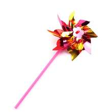 彩色亮片薄片风车DIY组装套装，亮丽彩虹装饰风车摆件，户外花园庭院派对场景装饰风车，手工镶嵌装饰风车组合 - 彩色 - 查看 4