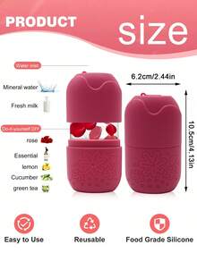 3-In-1 Ice Roller Facial Skincare Ice Roller Set - Facial Skincare Ice Compress Roller And Gua Sha Tool Set, Skincare Massage Tool Beauty Set, Silicone Ice Compress Roller, Rose Quartz Roller Massager, With Roller Massager And Gua Sha Board, Used To Relieve Facial And Eye Puffiness, Facial Massager - Hot Pink - View 10