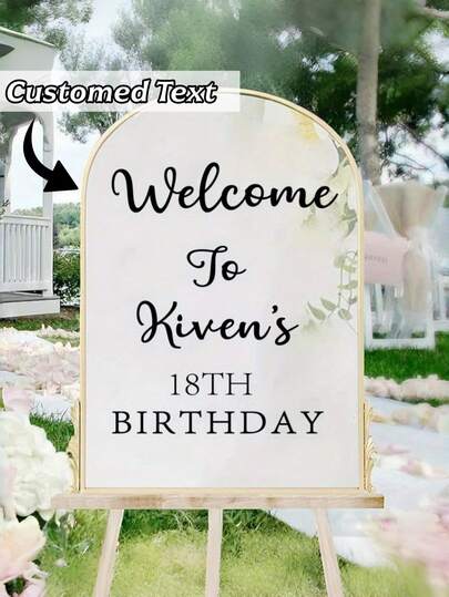 Customizable Personalized Birthday Mirror Decoration | Elegant Script Welcome To [Name]'S 18th Birthday - Easy To Apply Sticker - Perfect For Party Decor - Ideal For Birthday Party Supplies