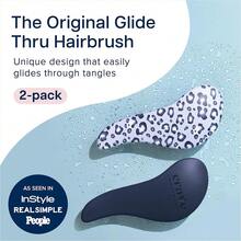 Glide Thru Detangling Hair Brush For Adults And  - Detangler Hairbrush For Curly Or Straight, Wet Or Dry Hair - Gentle On Tangles Comb - Navy Blue And Blue Cheetah (Pack Of 2) - Blue - 查看 3