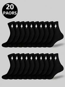 2/5/10/20 双装黑白条纹运动袜，男女通用跑步袜，防滑舒适设计，休闲日常穿着 - 彩色 - 查看 6