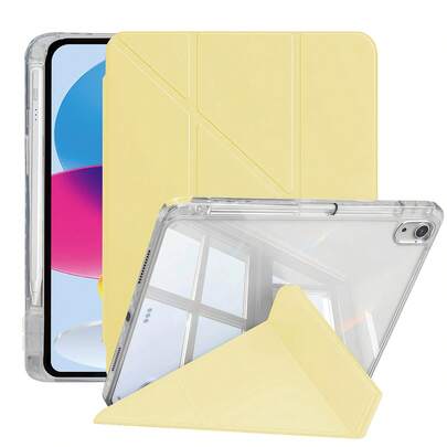 CJIAXIN 1 pieza Funda protectora plegable en forma de Y de acrílico transparente para tableta, soporte plegable en forma de Y con ranura para bolígrafo, cubierta trasera de acrílico de alta transparencia resistente a arañazos y dobleces, función de suspensión/activación magnética, estilo minimalista/casual/clásico/empresarial, compatible con funda con ranura para bolígrafo, adecuado para Mini 6/Mini 7/Air 1/Air 2/9.7/10.2/10.5/Air 4/Air 5/10th/10.9/Pro 11 pulgadas/Pro 12.9 pulgadas/Air 11 pulgadas (M2)-2024/Air 13 pulgadas (M2). El material de acrílico tiene una película protectora en ambos lados que debe quitarse antes de usar.