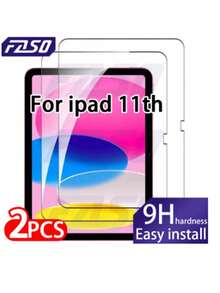 2 piezas Protector de pantalla de vidrio templado para iPad - Alta definición, alta transparencia, anti-arañazos, anti-caídas, cobertura de pantalla completa, fuerte anti-huellas dactilares, táctil sensible, compatible con iPad (Air 4, 5, 6)/(7, 8, 9, 10a generación)/iPad 11 1A16(2025)