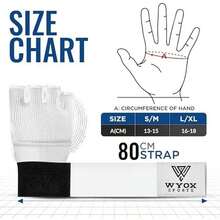 WYOX Vendas de Gel Boxeo, Guantes Interiores para Hombre y Mujer, Correa de muñeca de 80 cm, Soporte Acolchado para Nudillos, Vendas sin Dedos para Entrenamiento de MMA - S/M-Blanco - Ver 3