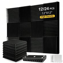 12/24 Pcs - 12x12x1"/12x12x2" Acoustic Foam Panels, Rapid Expansion Self-Adhesive Sound Insulation Mats, 3D Sound Absorbing Foam, Reduce Noise And Echo, Suitable For Home Studio And Gaming Room - Multicolor - View 8