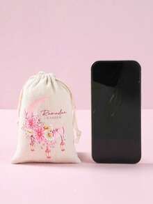 6 Piezas Bolsa de regalo de lino Ramadán Kareem, Bolsa con cordón con diseño de linterna de luna, Bolsa de envoltura de regalo, Bolsa de empaque de regalo, Bolsa de almacenamiento, Bolsa de favor de fiesta musulmana islámica, Decoraciones Eid Mubarak, Regalo de Eid Al Adha, Suministros para fiestas de Ramadán Kareem, Decoraciones de Ramadán Mubarak, Decoraciones de Ramadán para el hogar, Organización y almacenamiento - Luna rosa acuarela - Ver 6