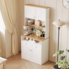 Buffet / meuble de salle à manger blanc design. Avec 4 portes, 2 tiroirs pratiques et des poignées argentées pour un rangement élégant et spacieux. - défaut - Voir 11