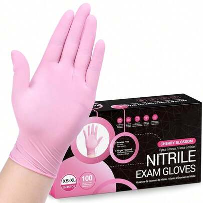 Light Pink Disposable Nitrile Gloves Latex-Free Powder-Free For Household Cleaning Kitchen Use Pet Grooming Hair Coloring Available In Multiple Sizes Durable Comfortable Fit
