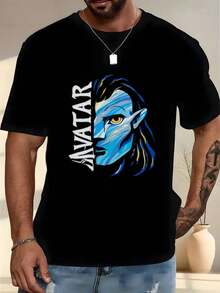 Camiseta para Niños con Estampado de  Jack Sully - Camiseta Casual con Impresión Vibrante y de Cara Amarilla, Corte Holgado, Lavable a Máquina, Cómoda para Todas las Estaciones, Manga Corta y Cuello Redondo, Adecuada para Niños, Merchandising, Camiseta,playera de hombre,ropa de hombre,playeras,parejas,envio nacional,regalo para hombre,oversize hombre. - Negro - Ver 1