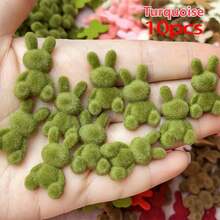10个迷你植绒兔子组合装，植绒动物珠子，DIY工艺吊坠，发夹配件，手工复活节礼物，节日用品，理想的手工斋月和复活节礼物 - 彩色 - 查看 12