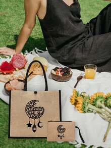 时尚的开斋节手提包、单肩包、托特包，饰有金色月亮和星星镂空图案，伊斯兰宰牲节和开斋节主题手提包，轻便旅行包，适合女性、旅行、购物、日常使用，节日化妆包，适合开斋节庆祝活动，男女皆宜的派对用品，开斋节礼物，男女通用，适合斋月、开斋节、情人节。 - 彩色 - 查看 10