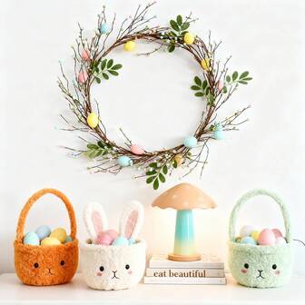 1,5 m påskäggskrans med konstgjord vårglödgirlang, spray, vinstockskum, ägg och bär, konstgjord påskkrans för påskdekoration, vårfest, mantel, inomhus, utomhus, hemdörrdekoration