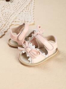 Summer Infant Girl Soft Sole Sandals, Lace Bow Princess Shoes For 0-6-9 Months Toddlers - Pink - View 4