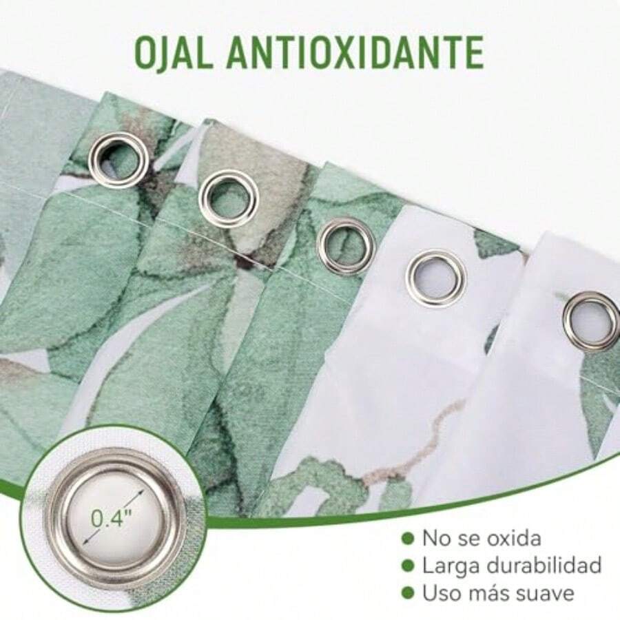 XISH Cortina De Ducha De Concha De Playa Cortina De Ducha Floral Colorida para Baño Juego De Cortina De Ducha De Tela Impermeable Decoración De Baño con 12 Ganchos De 71 X 71 In Azul Playa - Hojas verdes - Ver 1