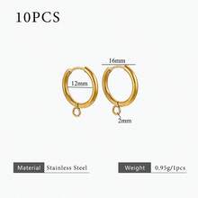 10件套304不锈钢18K镀金垂直平行耳钩耳环配件，DIY饰品耳环制作配件，女士不锈钢饰品，女士耳环配件 - 平行耳扣 - 查看 14