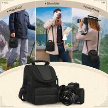NEWHEY Bolso de hombro compacto para cámara con asa, protección a prueba de golpes, bolsa de viaje, adecuado para cámaras DSLR y sin espejo, bolsa de fotografía ligera cruzada con bolsillos con cremallera y correa de hombro ajustable, ideal para fotografía al aire libre, uso diario y viajes - Multicolor - Ver 7