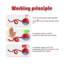 Chirping Cat Dog Toy Ball | Motion Activated USB Rechargeable Fast Rolling | Anti-Depression Interactive Play Toy For Indoor Pets - 藍色 - 查看 10