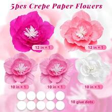 CZ 5pcs Pink Paper Flowers3D Tissue Paper Flowers Artificial Wall Décor Wedding Birthday Backdrop Centerpieces Party Decorations Supplies Pink 6325 - 粉色 - 查看 2