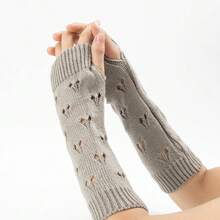 Mrotrida Women's Punk Fingerless Glove Cosplay Ripped Gloves For Halloween Costume Party 1Pair,HeartGrey-2 - HeartGrey-2 - View 5