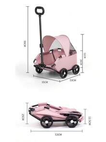 Cochecito Plegable Para Mascotas De Metal Oxford - Rosa - Ver 3