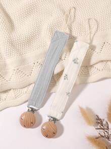 2pcs Personalized Baby Pacifier Clips, Cute Polka Dot Print, Customizable Design, Unisex For Baby Boys And Girls, Universal Pacifier Holder, Suitable For Halloween, Christening, Thanksgiving, Christmas Gifts, Baby Shower, Home Decor