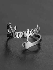Customized Name Ring, Stainless Steel Jewelry With 1-3 Adjustable Openings, Personalized Carved Ring For Graduation - Multicolor - View 4