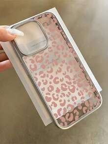 1个电镀奢华金属银色高透明粉色豹纹手机壳，可个性化定制，兼容 16 Pro Max、17/16/15/14 Plus、13/12/11、Air - 彩色 - 查看 2