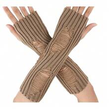 Mrotrida Women's Punk Fingerless Glove Cosplay Ripped Gloves For Halloween Costume Party 1Pair,RippedKnittedBrown - RobekRajutanCokelat - View 4