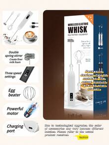 USB Rechargeable Electric Milk Frother, 3-Speed Mini Milk Foamer Drink Mixer For Coffee, Matcha, Latte, Cappuccino, Hot Chocolate, 600mAh - Multi-color Milk Frother - View 13