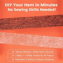 6卷免缝包边胶带，双面布料熨烫包边胶带，适用于裤子、连衣裙、窗帘、服装手工项目（白色和黑色） - 6pcs - 查看 5