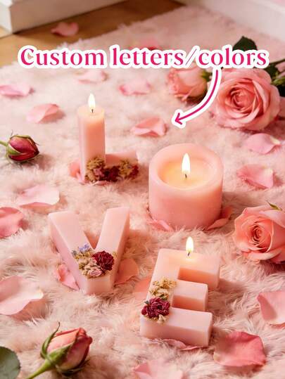 1pc Customized Dried Flower + Letter Decor, Customized Wedding/Proposal/Valentine's Day Candle Decor, Customized Dried Flower Colorful Letter Candle, Customized Letter/Number/Name Candle, Colorful Name Candle, Christmas/New Year/Thanksgiving Wedding Candle/Birthday Candle/Home Decor Candle/Party Atmosphere Candle/Yard Event Candle, Living Room, Bedroom, Garden, Suitable For Friends/Family/Couples/Classmates